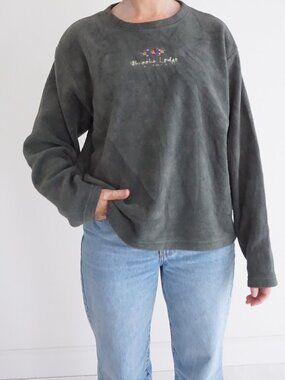 Vintage Savannal Green Brook Lodge Embroidered Alaska Fleece Sweatshirt L